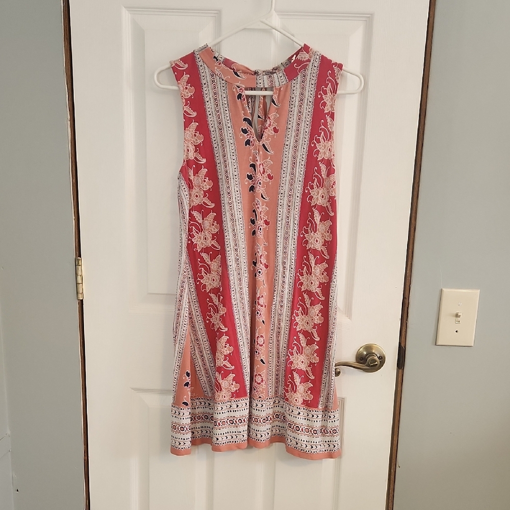 Red Camel Pink and White Patterned Dress